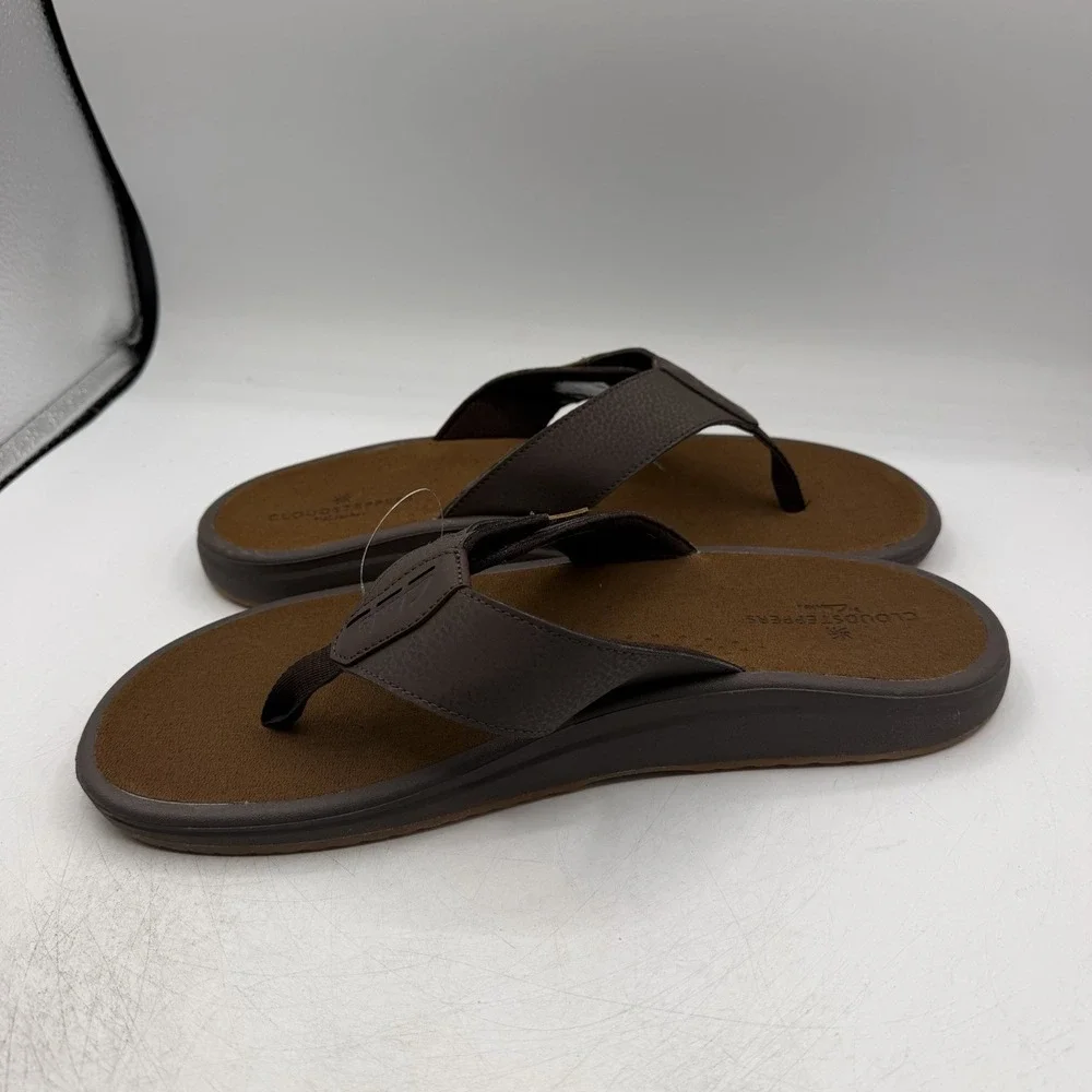 Clarks Cloudsteppers Breeze Flip Flops Mens Sz 13 M Brown Leather Thong Sandals